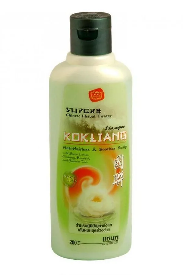 Kokliang Натуральный травяной шампунь против перхоти / Chinese Herbal Therapy Anti-Hairloss & Soothes Scalp Shampoo, 200 мл KRISTALLER, зеленый - фото 2