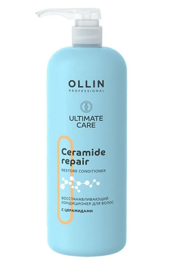Ollin Восстанавливающий кондиционер для волос с церамидами / Ultimate Care, 1000 мл KRISTALLER, голубой - фото 2