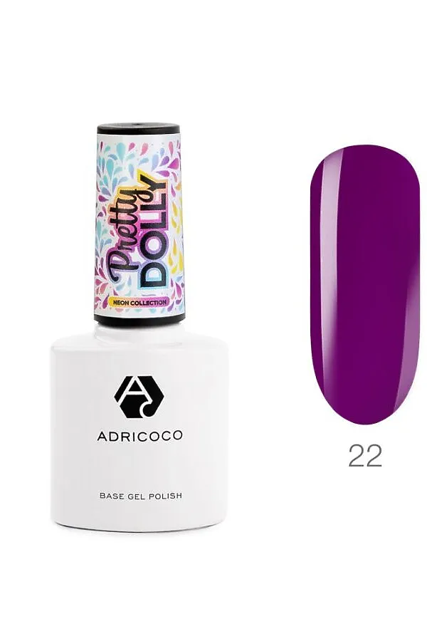 ADRICOCO Гель-лак для ногтей / Pretty dolly №22, неоновый баклажановый, 8 мл KRISTALLER, №22, неоновый баклажановый - фото 2
