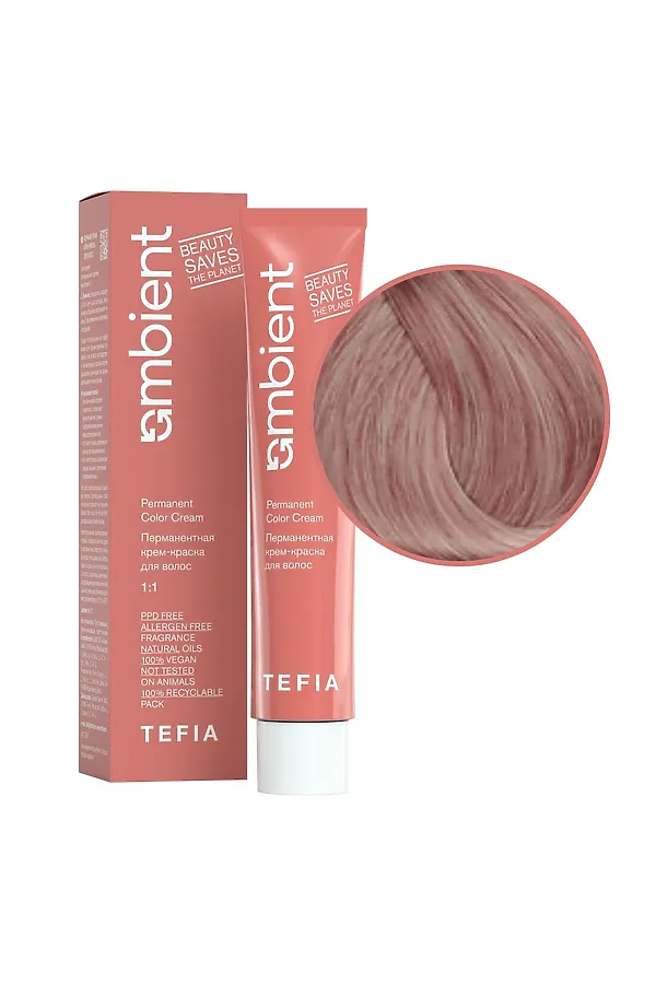 TEFIA  Ambient 9.15 Перманентная крем-краска для волос / Очень светлый блондин пепельно-красный, 60 мл KRISTALLER, очень светлый блондин пепельно-красный - фото 2