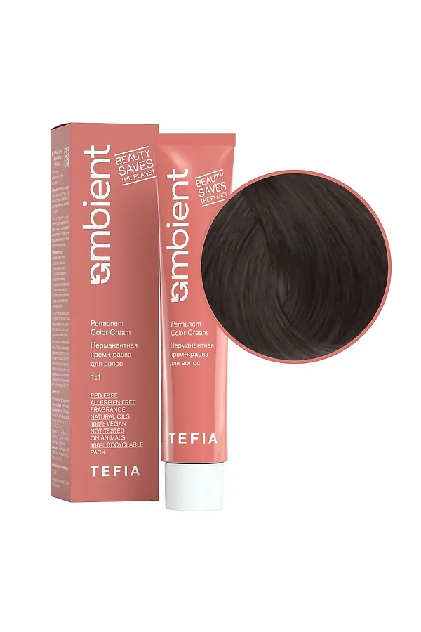 TEFIA  Ambient 6.11 Перманентная крем-краска для волос / Темный блондин интенсивный пепельный, 60 мл KRISTALLER, темный блондин интенсивный пепельный - фото 2