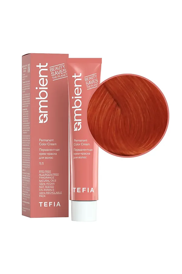 TEFIA  Ambient 9.4 Перманентная крем-краска для волос / Очень светлый блондин медный, 60 мл KRISTALLER, очень светлый блондин медный - фото 2