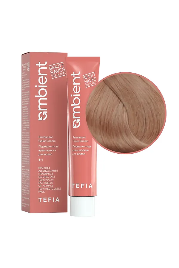 TEFIA  Ambient 8.37 Перманентная крем-краска для волос / Светлый блондин золотисто-фиолетовый, 60 мл KRISTALLER, светлый блондин золотисто-фиолетовый - фото 2