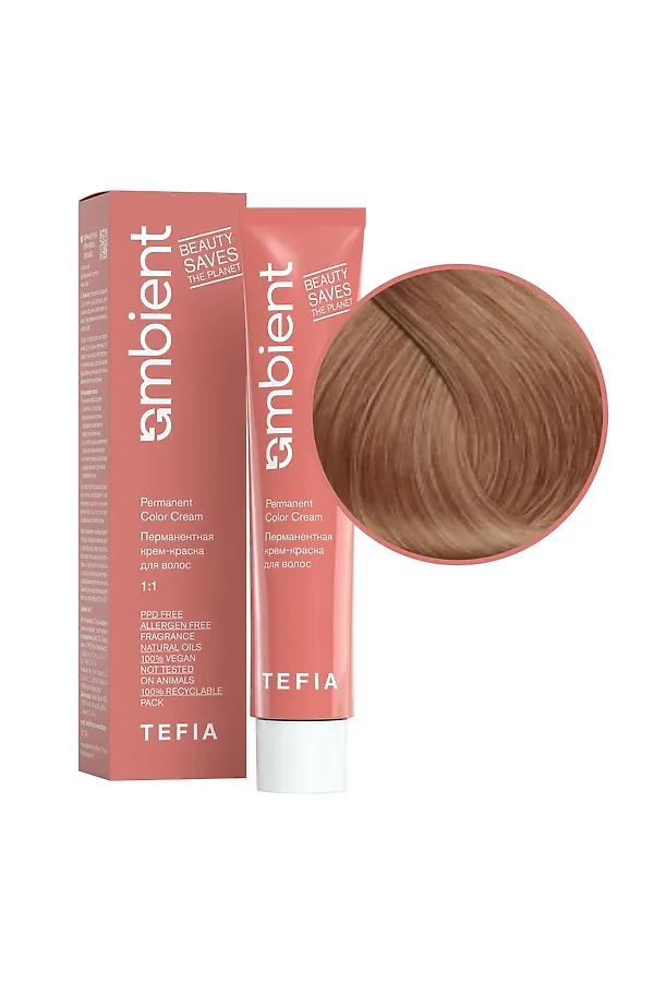 TEFIA  Ambient 8.3 Перманентная крем-краска для волос / Светлый блондин золотистый, 60 мл KRISTALLER, светлый блондин золотистый - фото 2