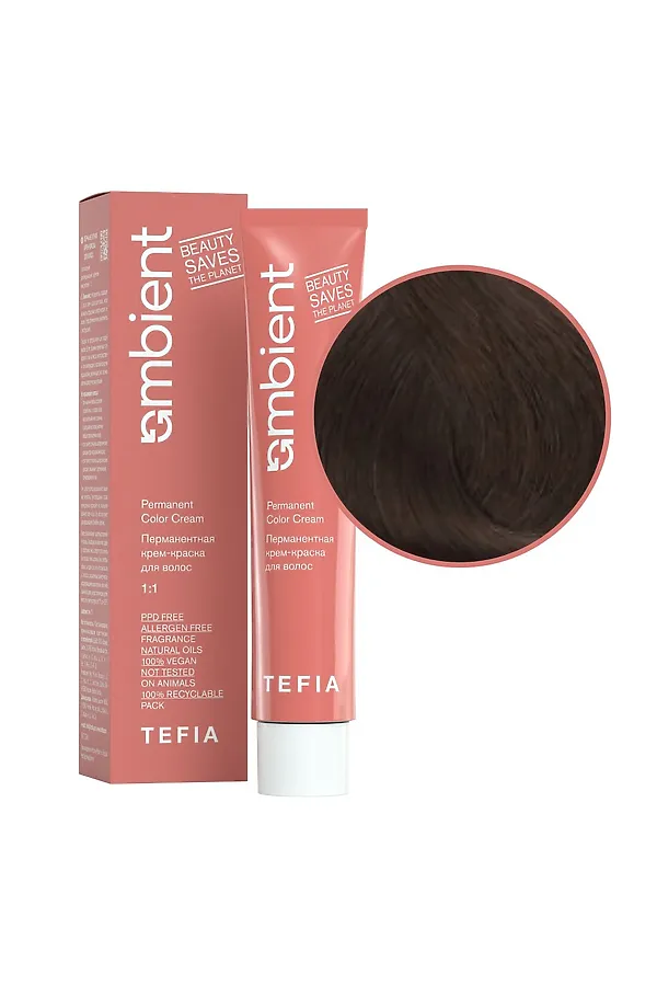 TEFIA  Ambient 5.3 Перманентная крем-краска для волос / Светлый брюнет золотистый, 60 мл KRISTALLER, светлый брюнет золотистый - фото 2