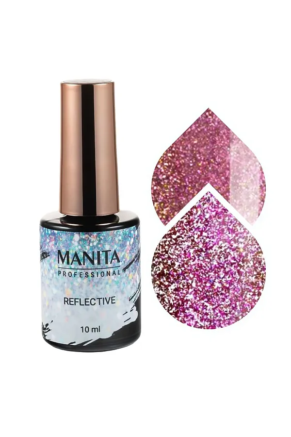 Manita Professional Гель-лак для ногтей светоотражающий с хлопьями юки / Multichrome Reflective №01, 10 мл KRISTALLER, №01 - фото 2