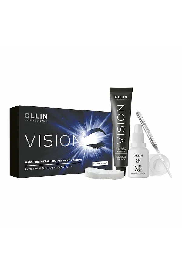Ollin Набор для окрашивания бровей и ресниц / Vision, иссиня-черный KRISTALLER, иссиня-черный - фото 2