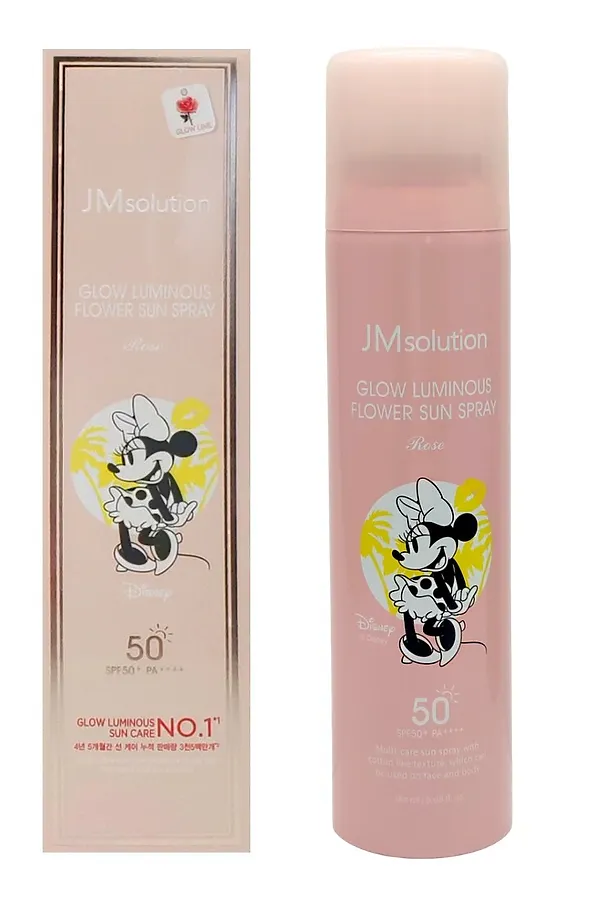 Jmsolution Увлажняющий солнцезащитный спрей с экстрактом розы / Glow Luminous Flower Sun Spray Rose SPF50+/PA++++ Disney Mini, 180 мл KRISTALLER, розовый - фото 2