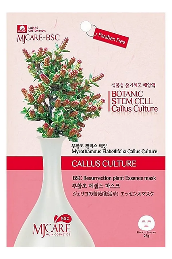 MIJIN Маска тканевая с экстрактом миротамнуса / MJ Care BSC Resurrection Plant Essence Mask, 25 г KRISTALLER, белый - фото 2