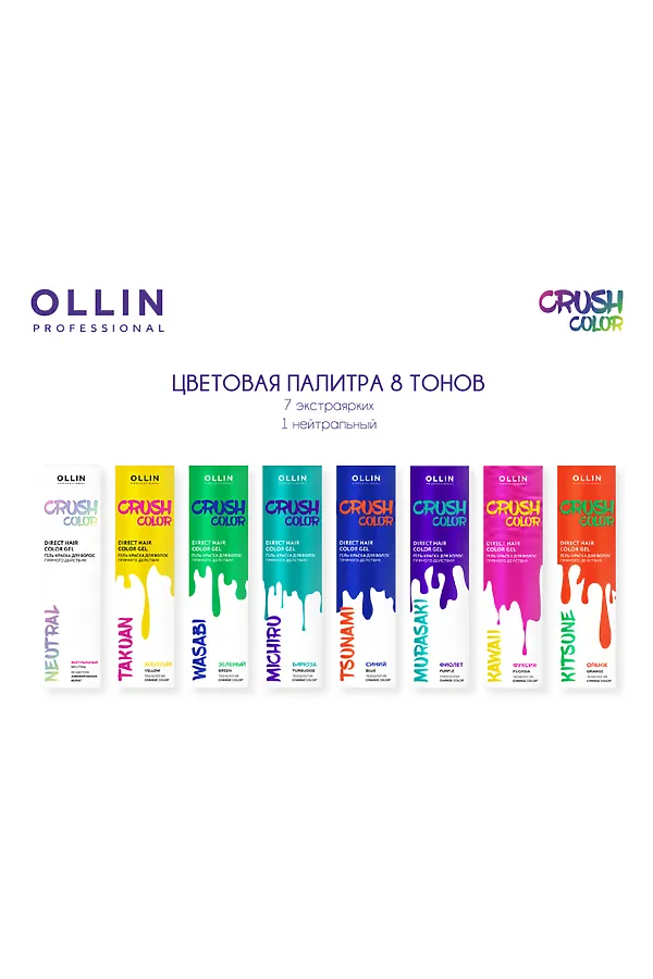 Ollin Гель-краска для волос прямого действия / Crush Color, синий, 100 мл KRISTALLER, синий - фото 2