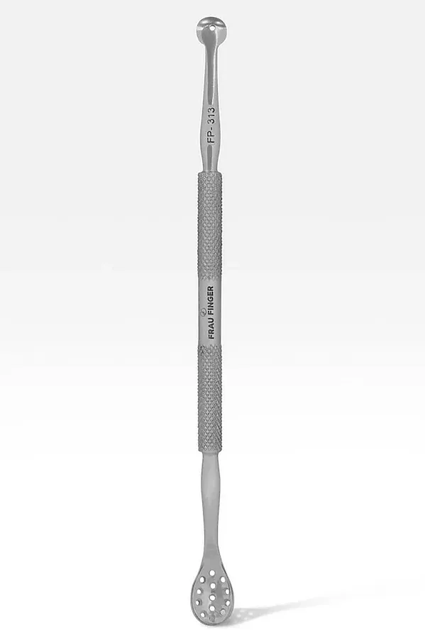 Frau Finger Ложка косметологическая Уно двусторонняя / Classic FP-313SP, глянцевая, 14 см KRISTALLER, серый - фото 2