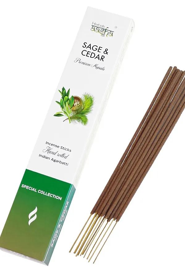 Aasha Herbals Ароматические палочки / Sage & Cedar Premium Masala Special Collection, 10 шт. KRISTALLER, коричневый - фото 2