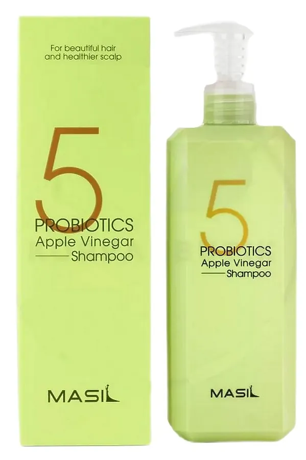 Masil Шампунь для волос от перхоти с яблочным уксусом / 5 Probiotics Apple Vinegar Shampoo, 500 мл KRISTALLER, зеленый - фото 2