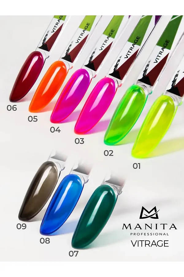 Manita Professional Гель-лак для ногтей c эффектом витража / Vitrage №09, черный, 10 мл KRISTALLER, №09, черный - фото 2