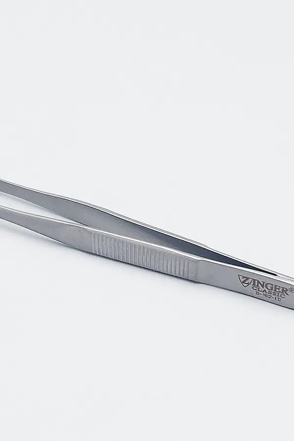 Zinger Пинцет для бровей скошенный маленький / Classic B 162 FD, 76-78 мм, серебристый матовый KRISTALLER, серебристый - фото 2