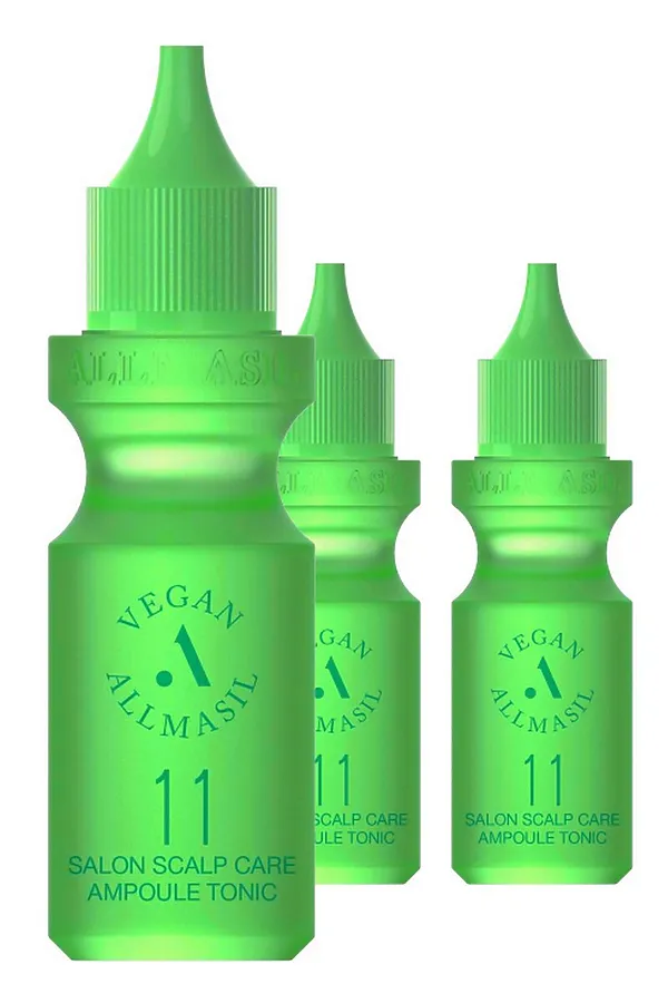 AllMasil Ампульный тоник для салонного ухода за кожей головы / 11 Salon Scalp Care Ampoule Tonic, 3 шт. х 30 мл KRISTALLER, зеленый - фото 2