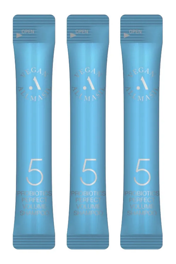 AllMasil Шампунь для объёма волос с пробиотиками / 5 Probiotics Perpect Volume Shampoo Stick Pouch, 20 шт. х 8 мл KRISTALLER, голубой - фото 2