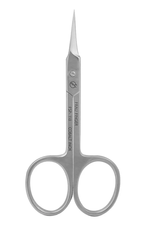 Frau Finger Ножницы маникюрные для кутикулы изогнутые / Professional FSP-118DP, матовые, ручная заточка, 10 см KRISTALLER, серый - фото 2