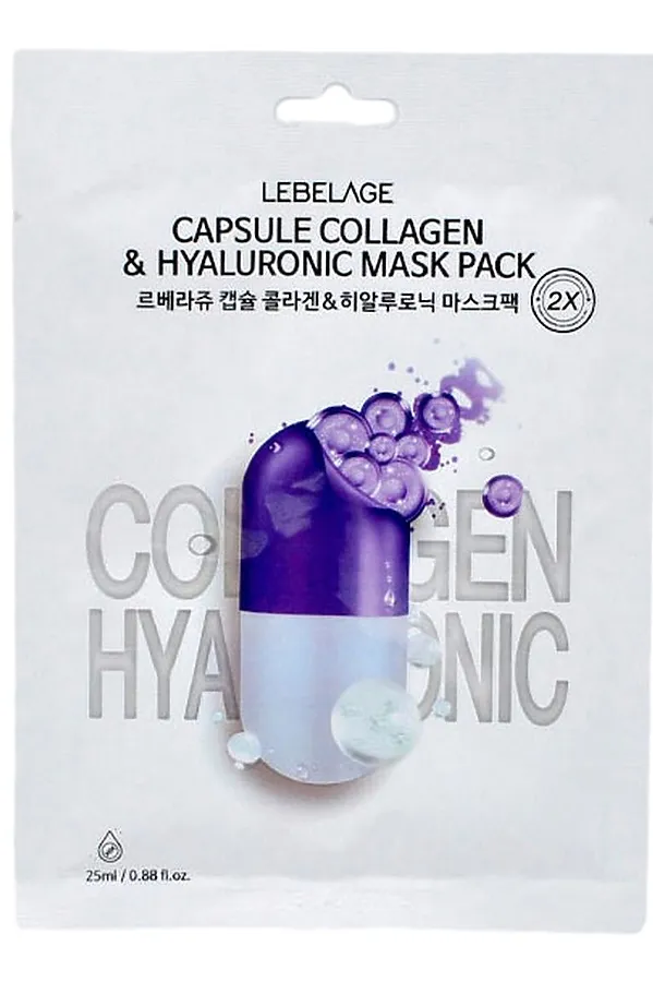 Lebelage Тканевая маска для лица c коллагеном и гиалуроновой кислотой / Capsule Collagen & Hyaluronic Mask Pack, 25 мл KRISTALLER, белый - фото 2