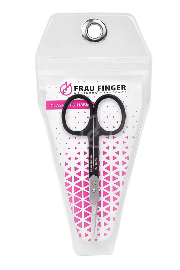 Frau Finger Ножницы маникюрные для кутикулы изогнутые / Classic FS-118BM, матовые, ручная заточка, 10 см KRISTALLER, черный - фото 2