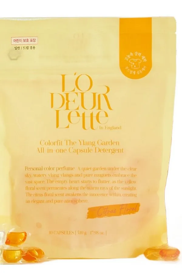 LODEURLETTE Капсулы для стирки белья с ароматом иланг-иланг / In England Colorfit The Ylang Garden All in One Capsule Detergent, 17 г x 30 KRISTALLER, желтый - фото 2