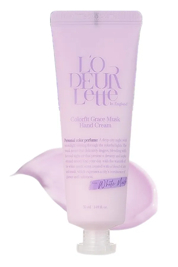 LODEURLETTE Крем для рук увлажняющий с ароматом белого мускуса / In England Colorfit Grace Musk Hand Cream, 50 мл KRISTALLER, фиолетовый - фото 2