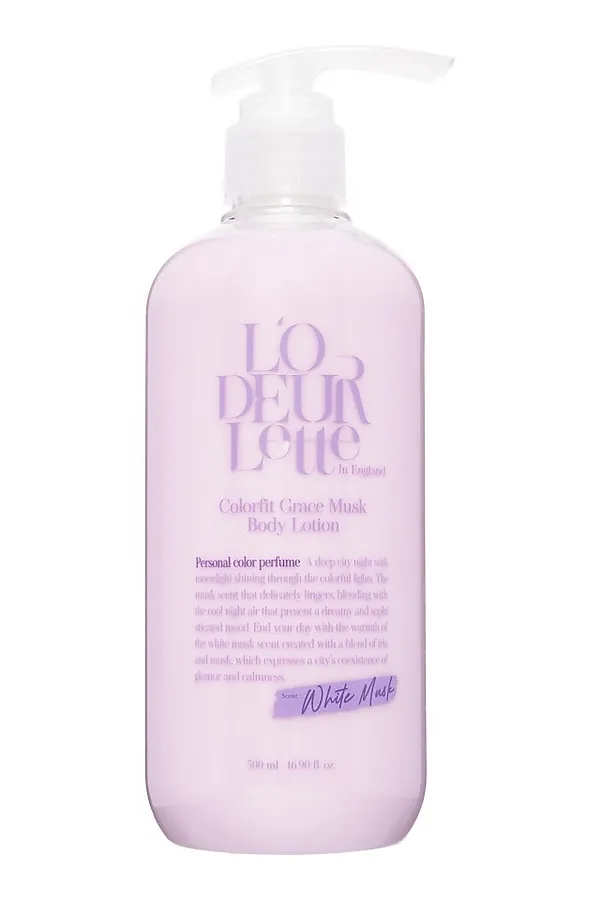 LODEURLETTE Парфюмированный лосьон для тела с ароматом белого мускуса / In England Colorfit Grace Musk Body Lotion, 500 мл KRISTALLER, фиолетовый - фото 2