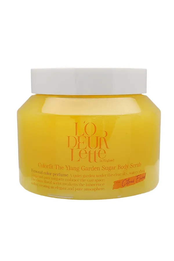 LODEURLETTE Сахарный скраб для тела с ароматом иланг-иланг / In England Colorfit The Ylang Garden Sugar Scrub, 500 г KRISTALLER, желтый - фото 2