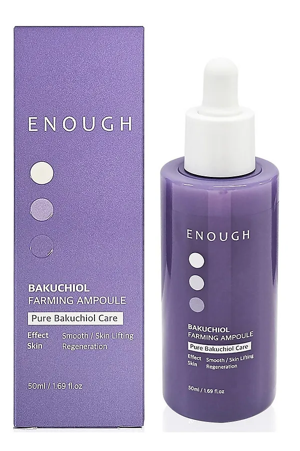 Enough Укрепляющая сыворотка для лица с бакучиолом / Bakuchiol Farming Ampoule, 50 мл KRISTALLER, прозрачный - фото 2