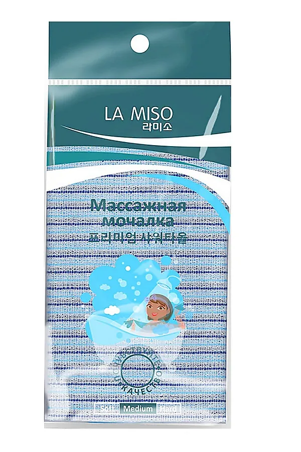 La Miso Массажная мочалка для тела, средняя жесткость, голубой KRISTALLER, голубой - фото 2