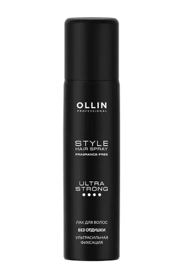 Ollin Лак для волос ультрасильной фиксации без отдушки / Style Hair Spray Fragnance Free Ultra Strong, 75 мл KRISTALLER, прозрачный - фото 2