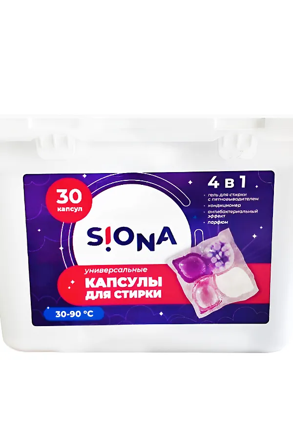 SIONA Универсальные капсулы для стирки 4 в 1, 30 шт. KRISTALLER, белый - фото 2