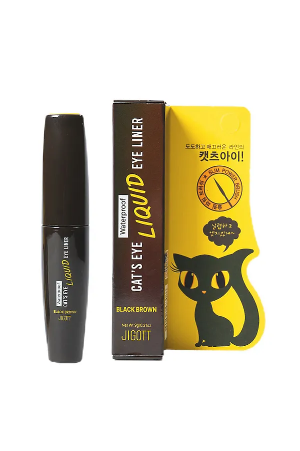 Jigott Водостойкая жидкая подводка для глаз / Cat's Eye Waterproof Liquid Eyeliner Black Brown, черно-коричневый KRISTALLER, черно-коричневый - фото 2