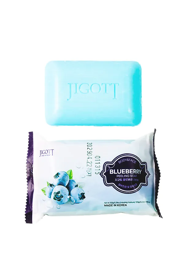 Jigott Мыло-скраб для лица и тела с экстрактом черники / Blueberry Scrub Soap, 150 г KRISTALLER, голубой - фото 2