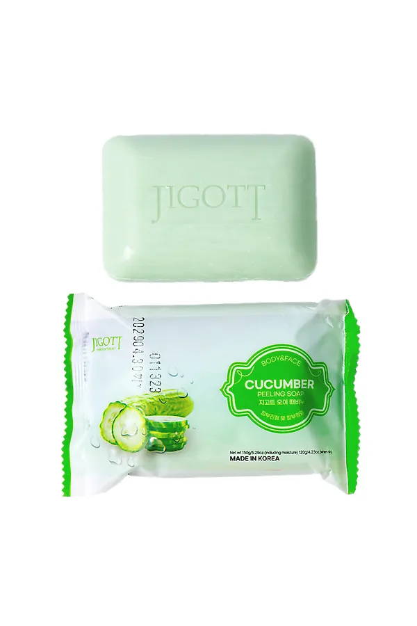 Jigott Мыло-скраб для лица и тела с экстрактом огурца / Cucumber Scrub Soap, 150 г KRISTALLER, зеленый - фото 2