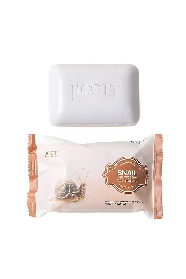 Jigott Мыло-скраб для лица и тела с экстрактом улитки / Snail Scrub Soap, 150 г KRISTALLER, белый - фото 2