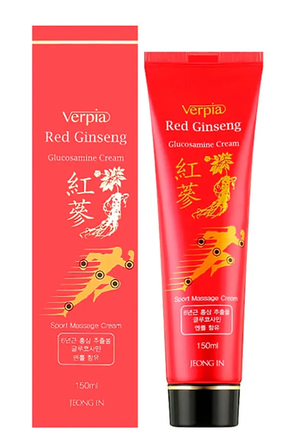 Juno Массажный крем для суставов с красным женьшенем и глюкозамином / Verpia Jeong In Red Ginseng Glucosamine Cream, 150 мл KRISTALLER, белый - фото 2
