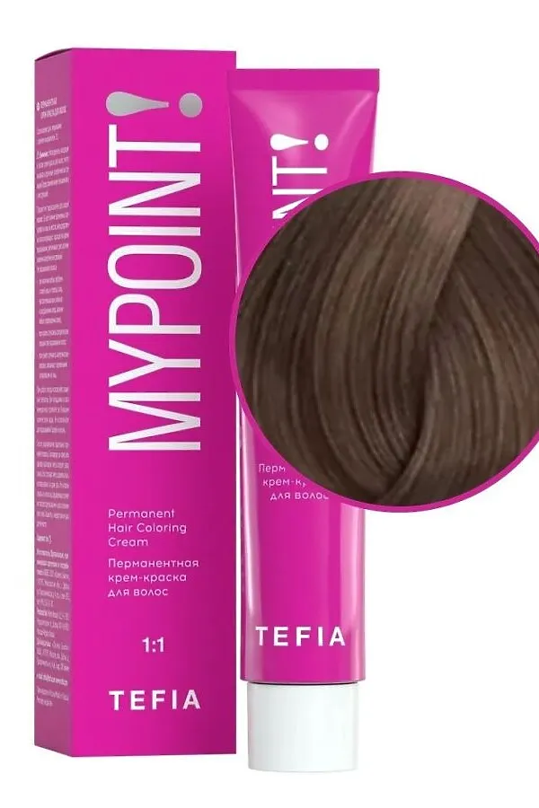 TEFIA Mypoint 7.81 Перманентная крем-краска для волос / Блондин коричнево-пепельный, 60 мл KRISTALLER, блондин коричнево-пепельный - фото 2