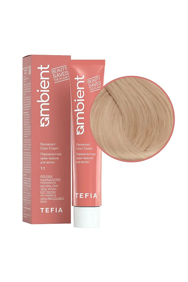 TEFIA  Ambient 10.3 Перманентная крем-краска для волос / Экстра светлый блондин золотистый, 60 мл KRISTALLER, экстра светлый блондин золотистый - фото 2