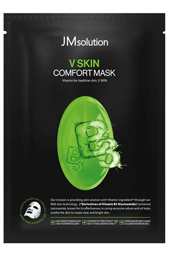 JMsolution Тканевая маска для лица с витамином B3 для сияния кожи / V Skin Comfort Mask, 30 мл KRISTALLER, белый - фото 2