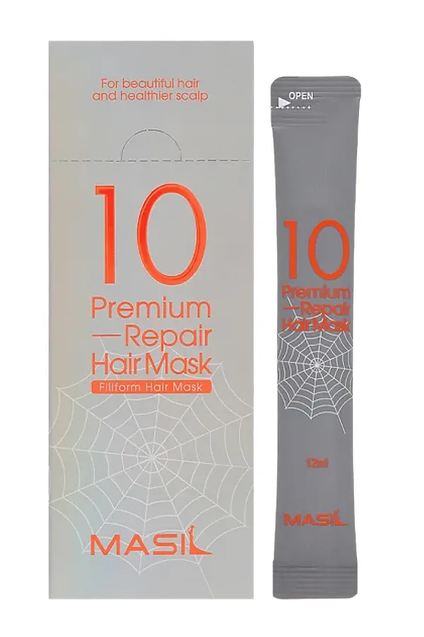 MASIL Маска для волос восстанавливающая / 10 Premium Repair Hair Mask Masil, 10 шт. x 12 мл KRISTALLER, белый - фото 2