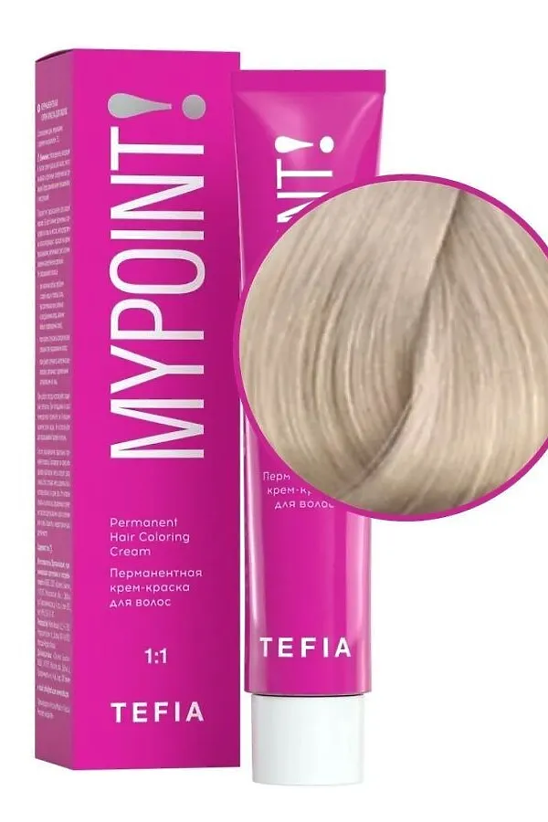 TEFIA Mypoint 10.81 Перманентная крем-краска для волос / Экстра светлый блондин коричнево-пепельный, 60 мл KRISTALLER, экстра светлый блондин коричнево-пепельный - фото 2