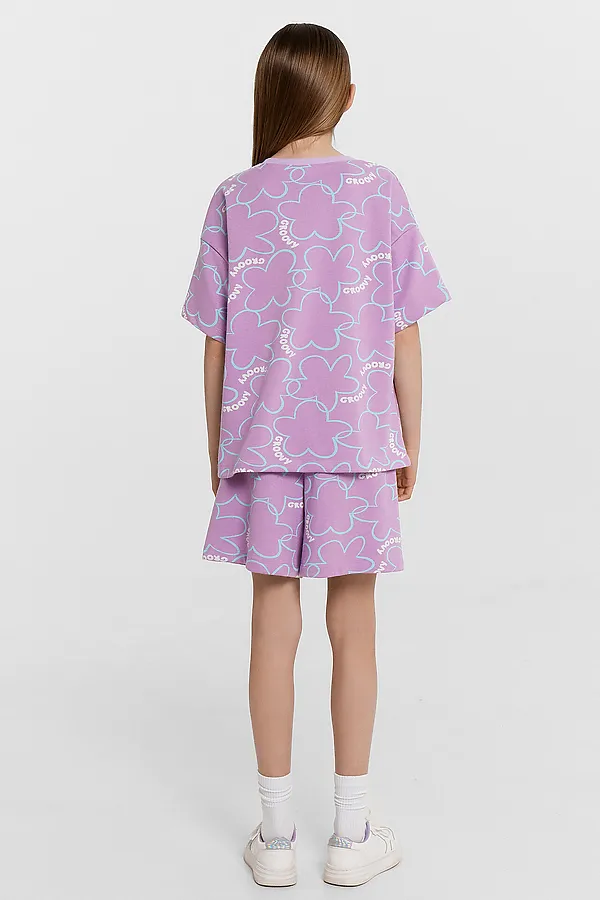 Комплект (Футболка+Шорты) MARK FORMELLE, цветы на лиловом - фото 2