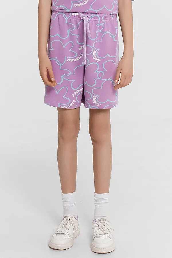 Комплект (Футболка+Шорты) MARK FORMELLE, цветы на лиловом - фото 2