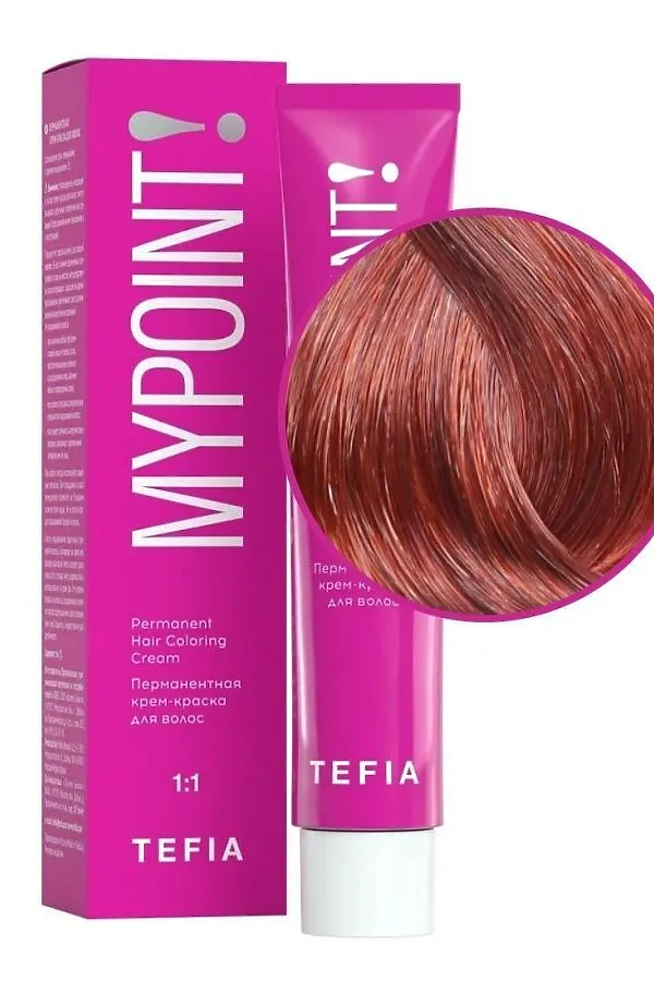 TEFIA Mypoint 6.4 Перманентная крем-краска для волос / Темный блондин медный, 60 мл KRISTALLER, темный блондин медный - фото 2