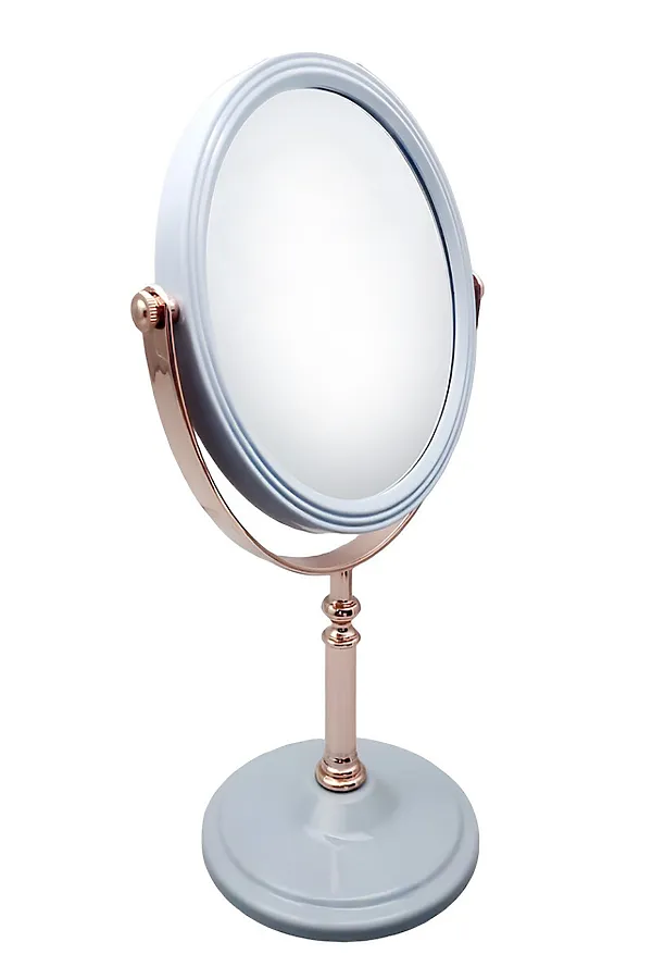 Rama Rose Зеркало косметическое двустороннее настольное K475, овальное, 16,5 x 19,7 см KRISTALLER, белый - фото 2