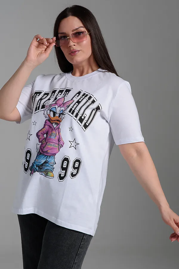 Футболка 8551 НАТАЛИ, белый+пона - фото 2