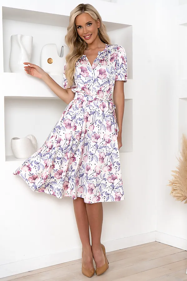 Платье OPEN-STYLE, розовый/белый - фото 2