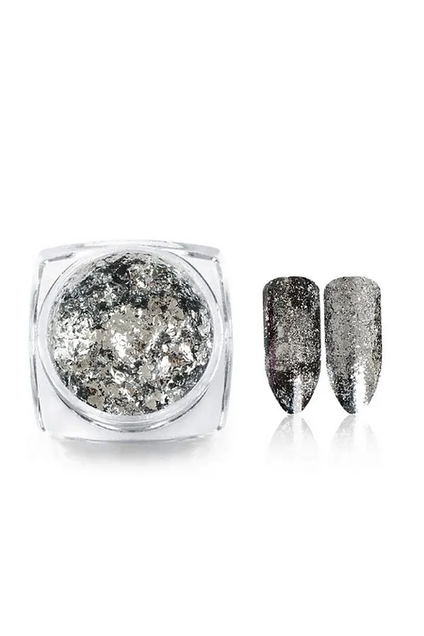 Nail Art Зеркальная втирка мелкие хлопья, серебристый KRISTALLER, серебристый - фото 2
