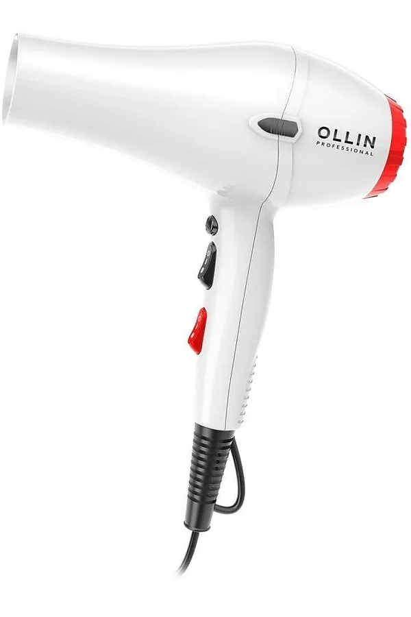Ollin Фен профессиональный OL-7201, 2000-2300W, 2 насадки, белый KRISTALLER, белый - фото 2
